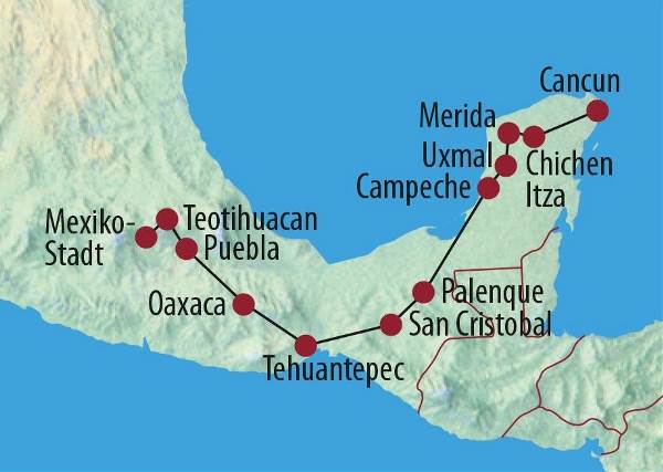 Map: Mexiko: Koloniale Städte und versunkene Kulturen (Diamir)