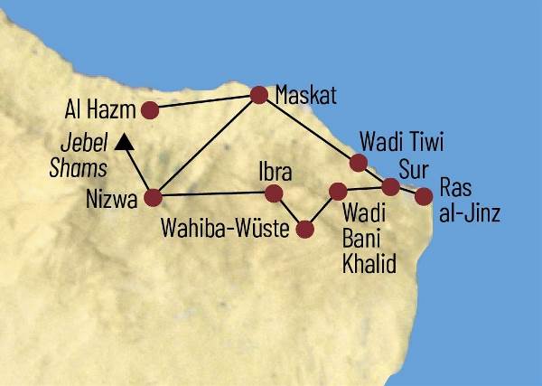 Map: Oman: Burgen, Bergdörfer und Beduinen (Diamir)
