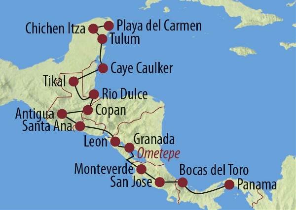 Map: Panama • Costa Rica • Nicaragua • El Salvador • Guatemala • Honduras • Belize • Mexiko: Transzentralamerika (Diamir)