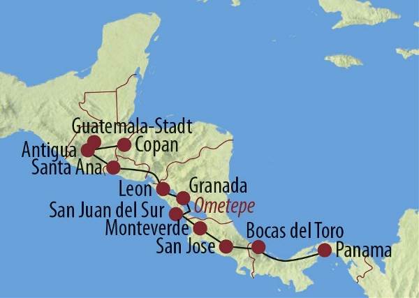 Map: Panama • Costa Rica • Nicaragua • El Salvador • Guatemala • Honduras: Transzentralamerika (Diamir)