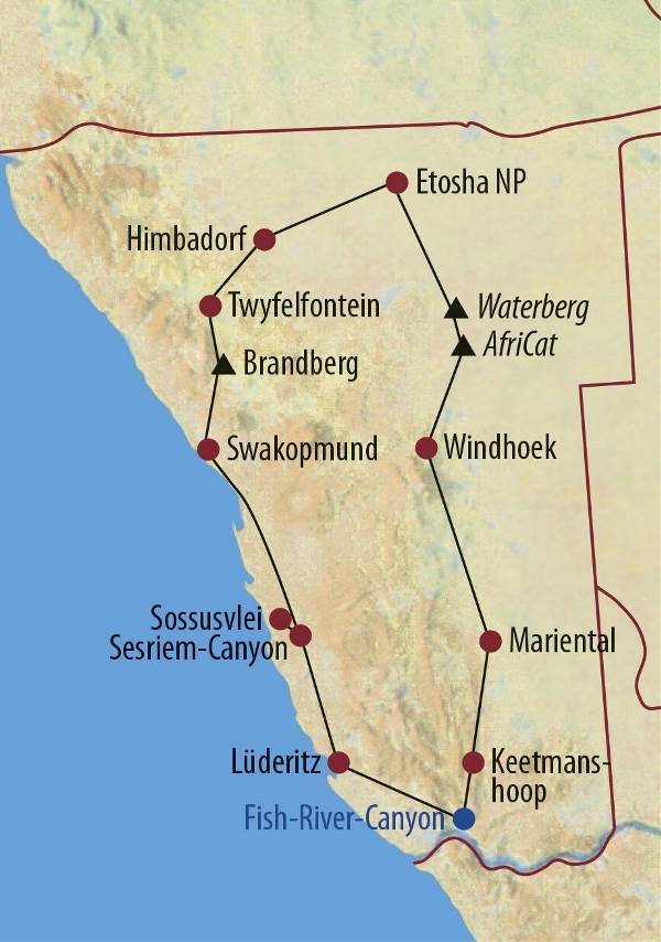Map: Namibia: Vom Etosha-Nationalpark zum Fish-River-Canyon (Diamir)