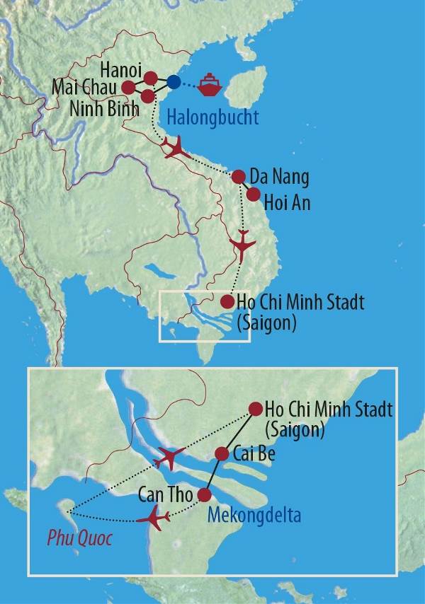 Map: Vietnam: Zwischen Halong-Bucht und Mekong-Delta (Diamir)