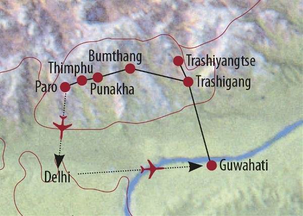 Map: Bhutan • Indien: Auf den Spuren des Donnerdrachen (Diamir)