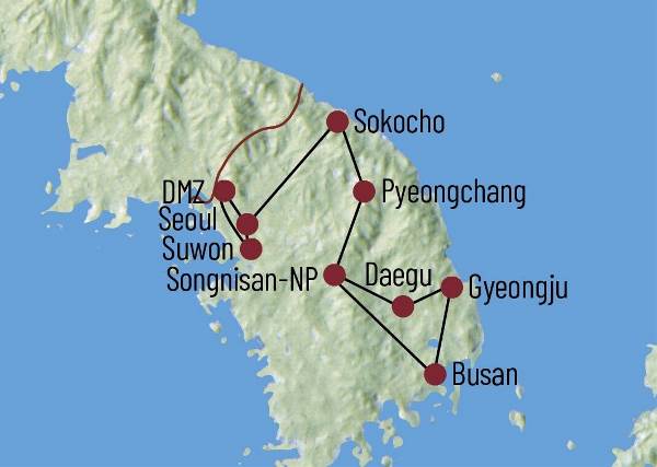 Map: Südkorea: Auf Kultur- und Wanderreise im Land der Morgenstille (Diamir)