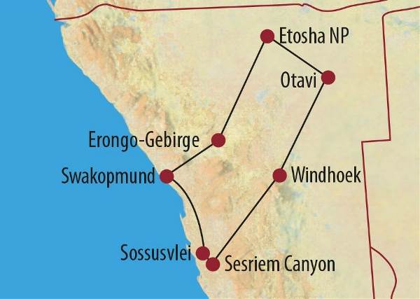Map: Namibia: Zwischen Sossusvlei und Etosha (Diamir)