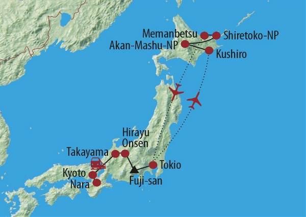 Map: Japan: Von Honshu nach Hokkaido (Diamir)
