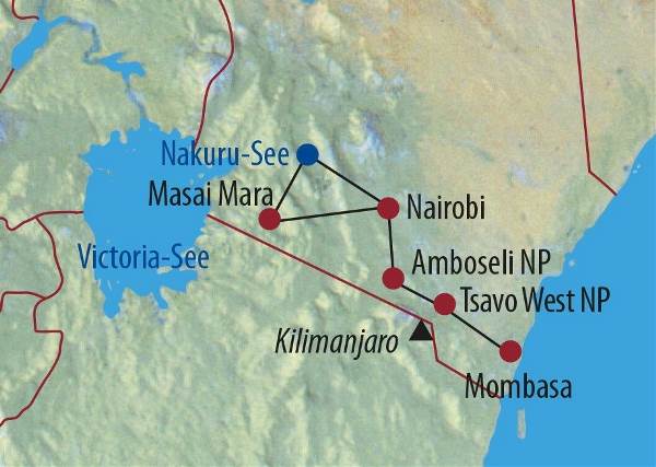 Map: Kenia: Von der Masai Mara an den Indischen Ozean (Diamir)