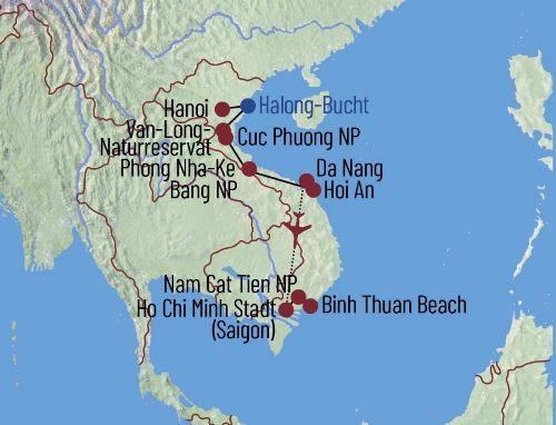 Map: Vietnam: Auf den Spuren der Primaten: Vietnams verborgene Dschungelschätze (Diamir)