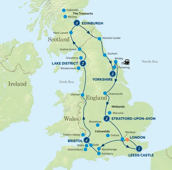 Map: Best of British (Albatross Tours)