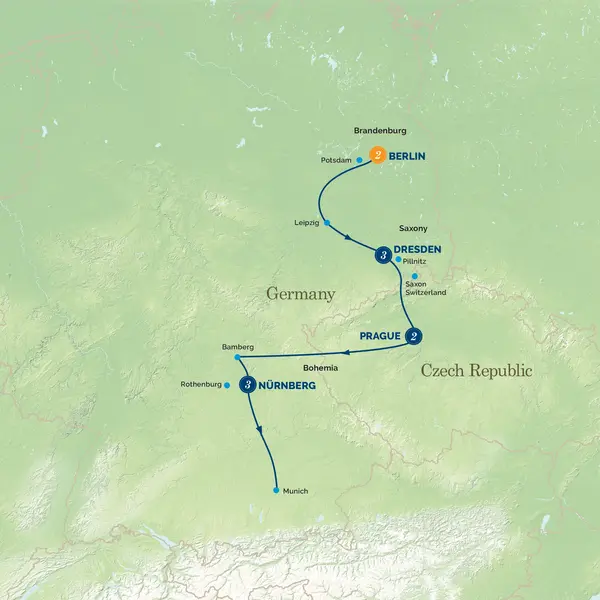Map: Bohemian Christmas Markets (Albatross Tours)