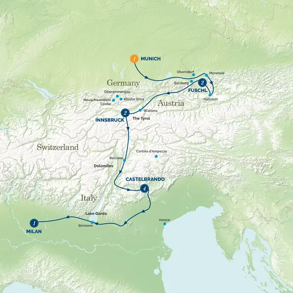 Map: Christmas in an Italian Castle (Albatross Tours)