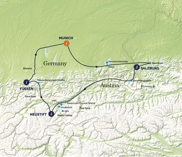 Map: Christmas in the Austrian Tyrol (Albatross Tours)