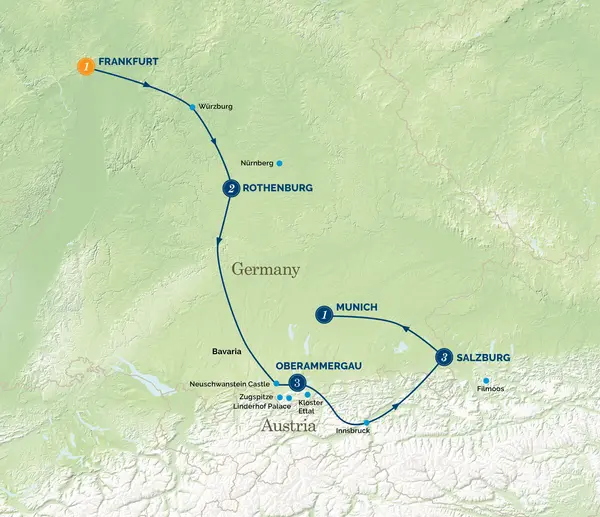 Map: German & Austrian Christmas Markets (Albatross Tours)