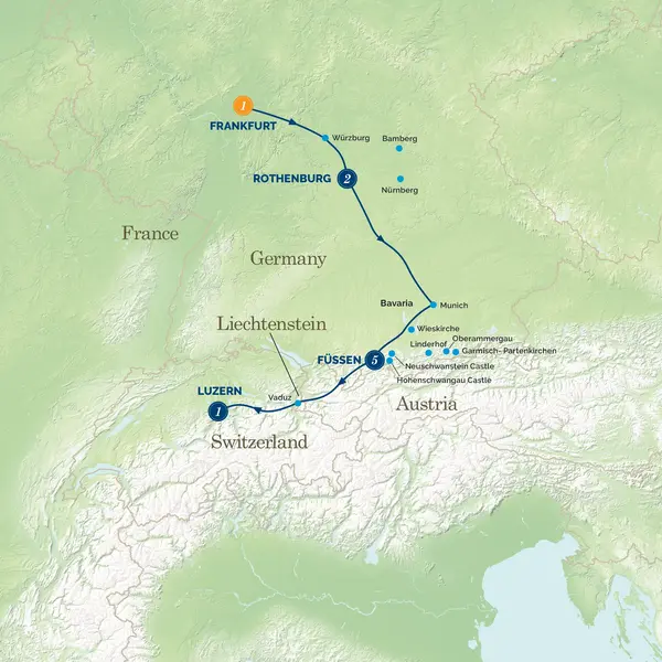 Map: German Fairytale Christmas (Albatross Tours)
