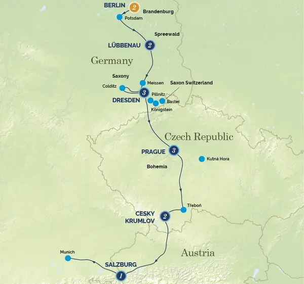 Map: Glorious Germany & the Czech Republic (Albatross Tours)