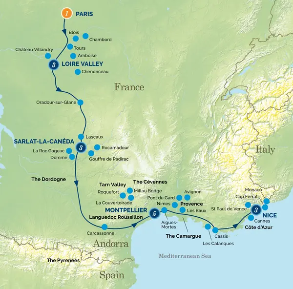Map: La Grande France (Albatross Tours)