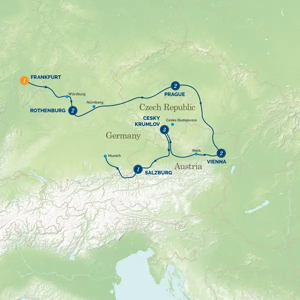 Map: A Medieval Bohemian Christmas (Albatross Tours)