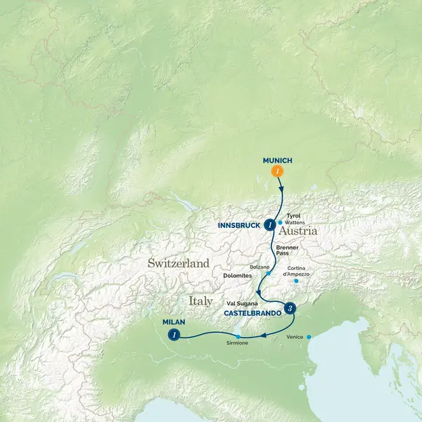 Map: New Year in an Italian Castle (Albatross Tours)