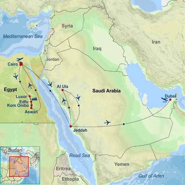 Map: Best of Egypt Saudi Arabia and Dubai (Indus)