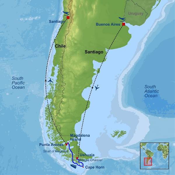 Map: Patagonian Explorer Cruise (Indus)