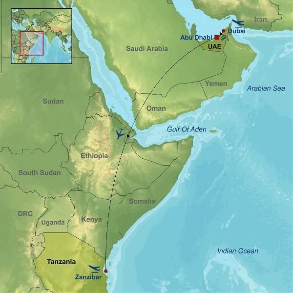 Map: The Best of the UAE and Zanzibar (Indus)