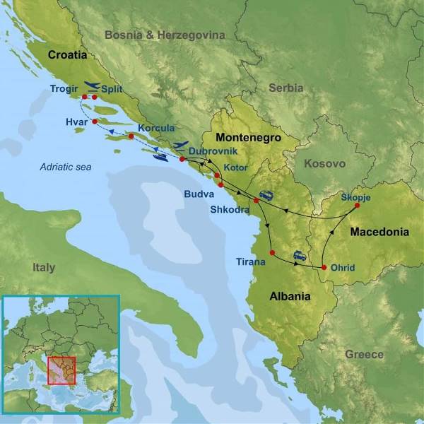 Map: Gorgeous Balkans With Deluxe Cruise (Indus)