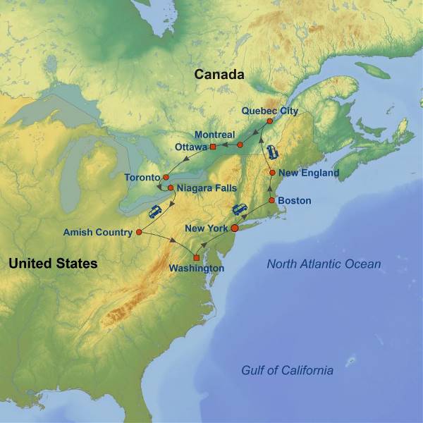 Map: Discover Eastern US and Canada (Indus)