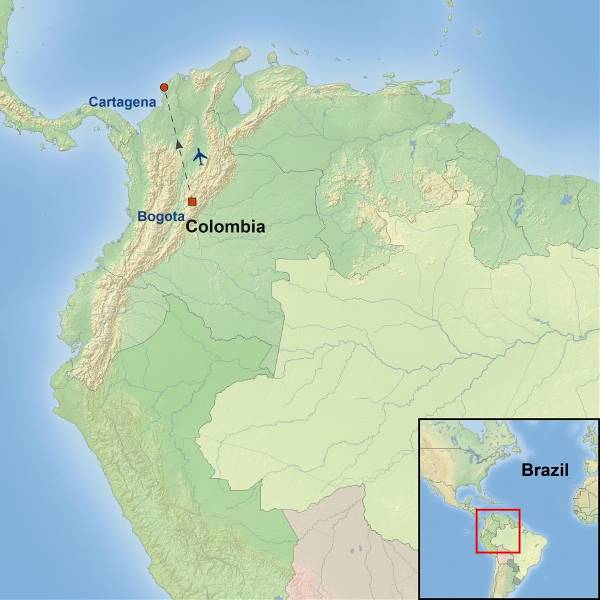 Map: Picturesque Solo Bogota and Cartagena Tour (Indus)