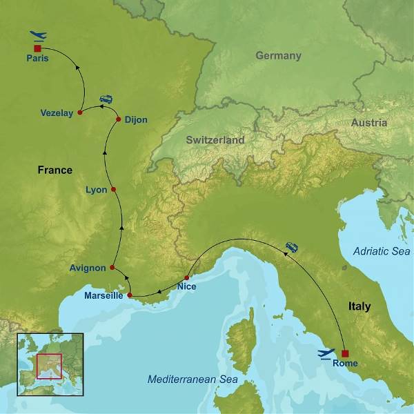 Map: Rome and Best of France (Indus)