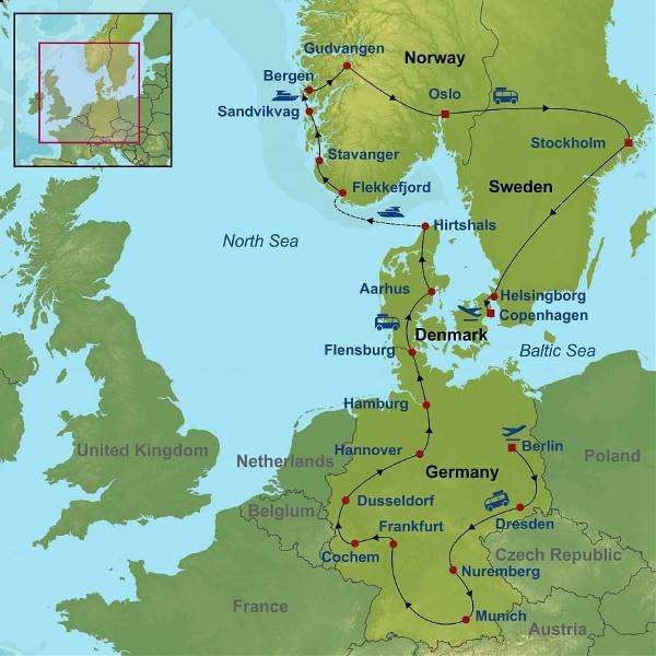 Map: Treasures of Germany and Scandinavia (Indus)