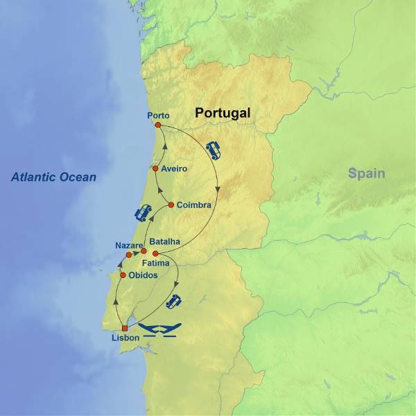 Map: Picturesque Solo Portugal Tour (Indus)