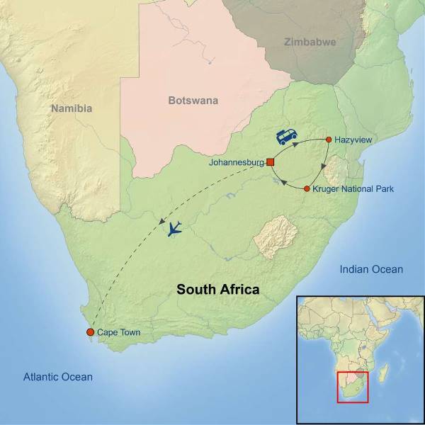 Map: Picturesque Solo South Africa Tour (Indus)
