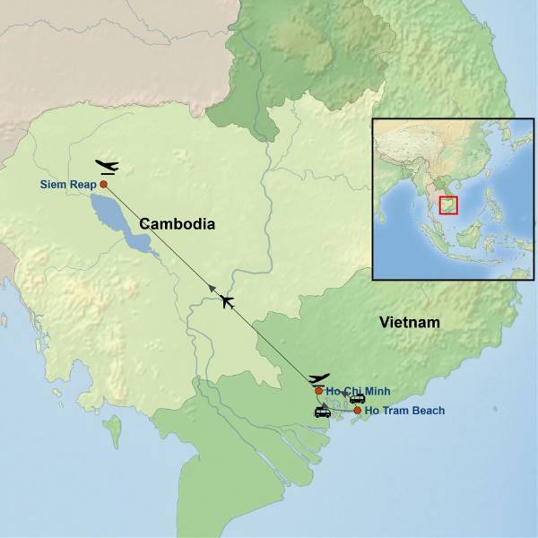 Map: Vietnam Beach Escape and Siem Reap (Indus)