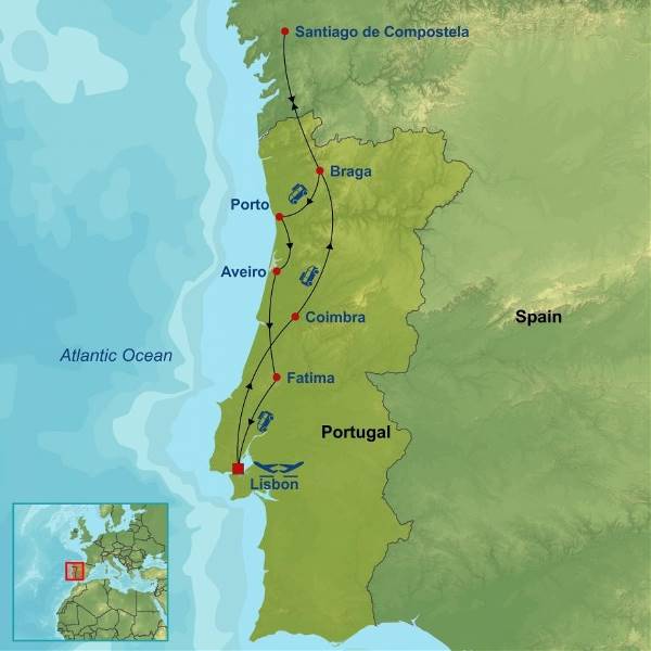 Map: Amazing Portugal and Santiago De Compostela (Indus)