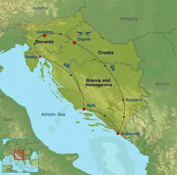 Map: Highlights of Croatia Bosnia and Slovenia (Indus)