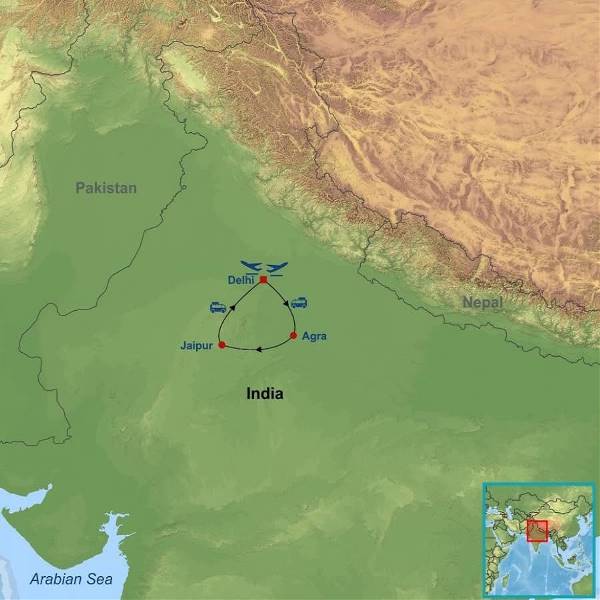 Map: Golden Triangle of India (Indus)