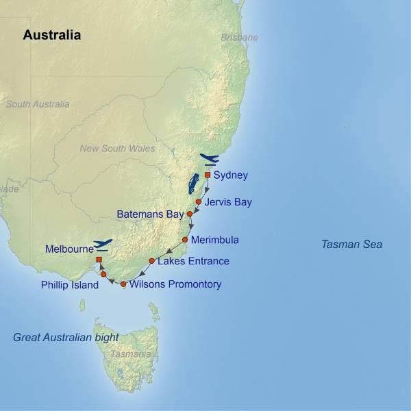 Map: Coastal Drive in Australia (Indus)