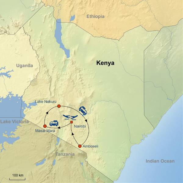 Map: Essential Kenya Safari (Indus)