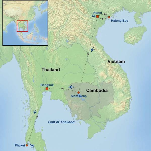 Map: Essential Vietnam Cambodia and Thailand (Indus)