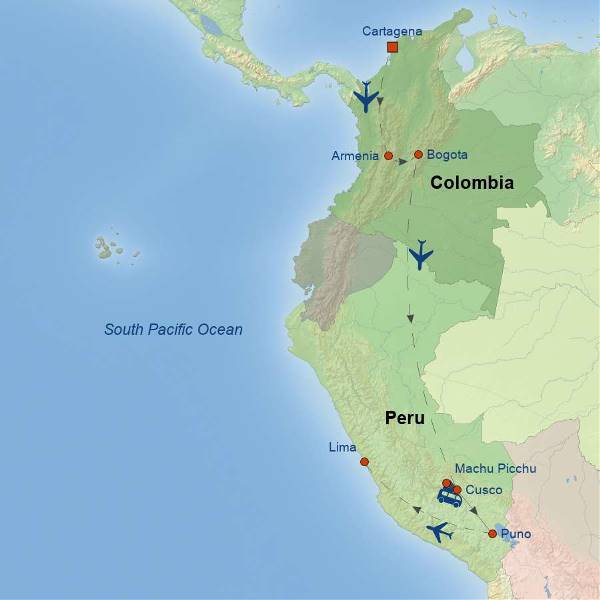 Map: Best of Colombia and Peru (Indus)