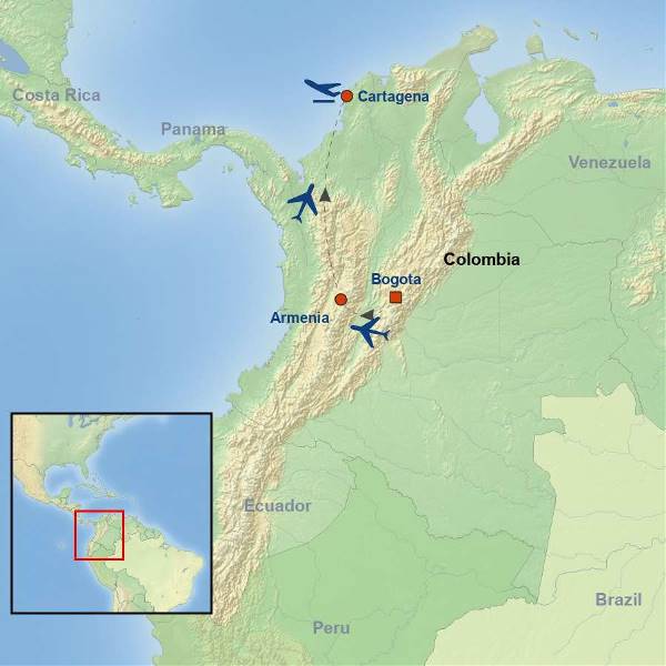 Map: Best of Colombia and the Coffee Triangle (Indus)