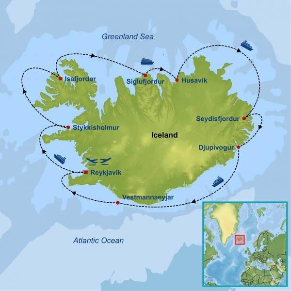 Map: Discover Iceland By Cruise (Indus)