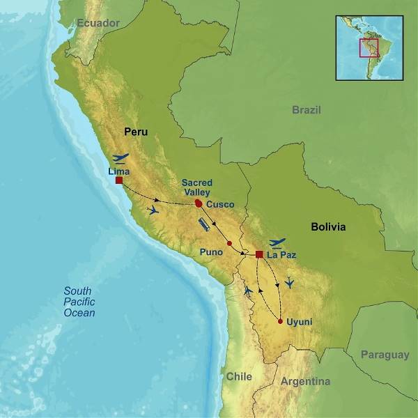Map: Essential Peru And Bolivia (Indus)