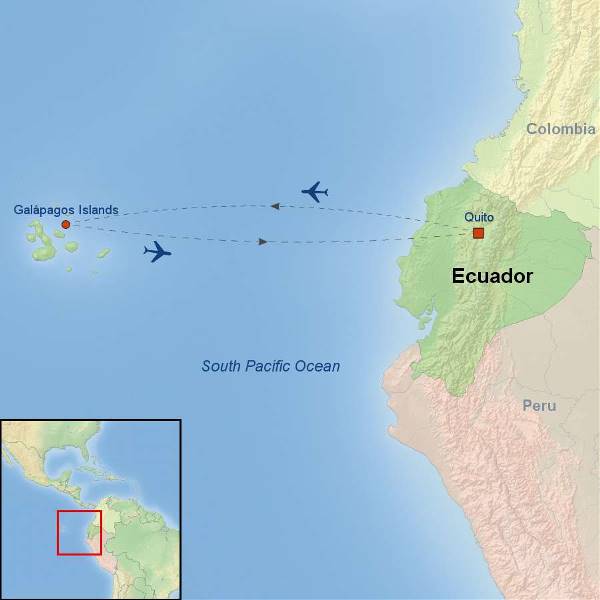 Map: Highlights of Quito and Galapagos Cruise (Indus)