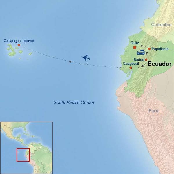 Map: Best of Ecuador and Galapagos Cruise (Indus)
