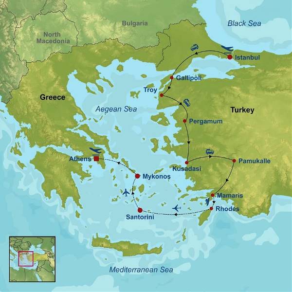 Map: Highlights of Türkiye and Greece (Indus)