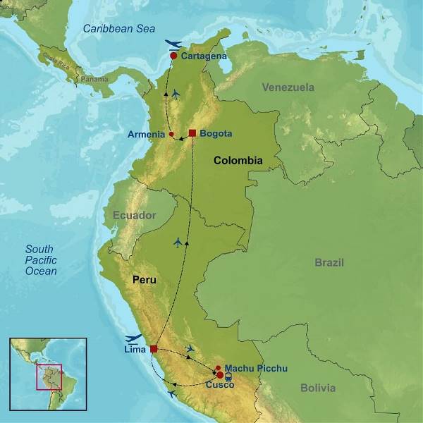 Map: Charming Peru and Colombia (Indus)