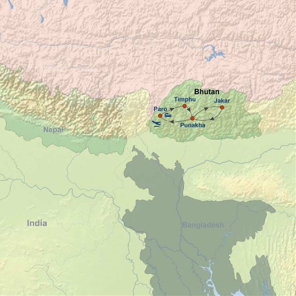 Map: Highlights of Bhutan (Indus)