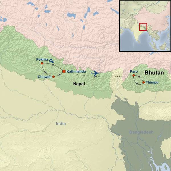 Map: Mesmerising Nepal And Bhutan (Indus)