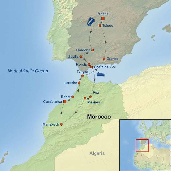 Map: Marvels Of Spain And Morocco (Indus)